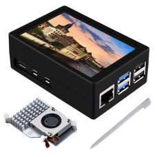 52Pi 3.5 inch HDMI Touch Screen with Case for Raspberry Pi 5, with Official Pi 5 Active Cooler, 320x480 Monitor TFT LCD Display for Raspberry Pi 5