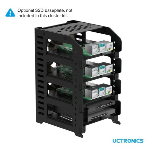 Uctronics 19 1U Raspberry Pi Rack Mount with SSD Mounting